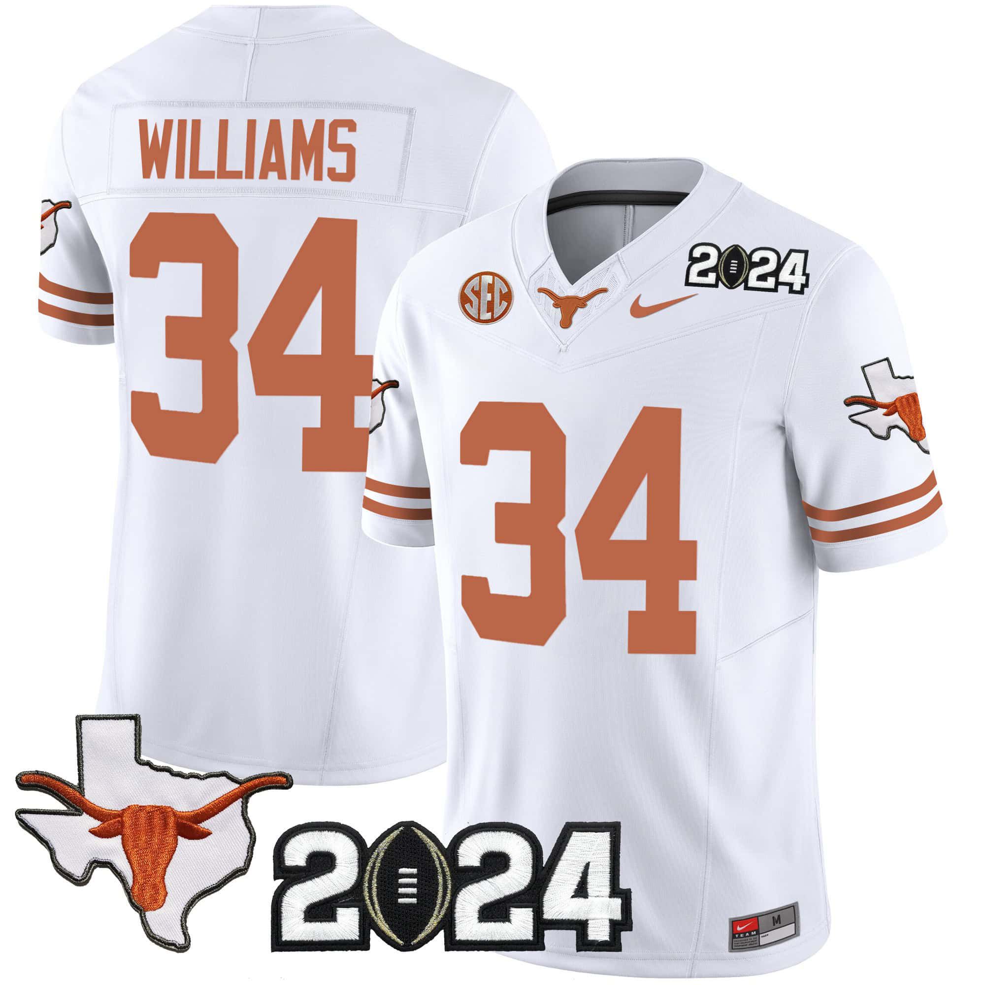 Men Texas Longhorns #34 Williams White 2024 Nike Vapor Limited NCAA Jersey->indianapolis colts->NFL Jersey